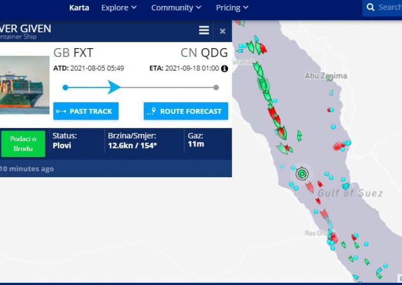 Ever Given se vratio: Brod zbog kojeg je na tjedan dana stao svijet prošao kroz Sueski kanal