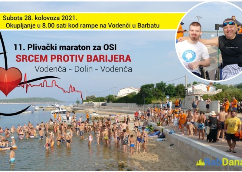 Srcem protiv barijera: Tradicionalni 'Krešin maraton', plivački maraton za osobe s invaliditetom, i ove godine se održava na Rabu