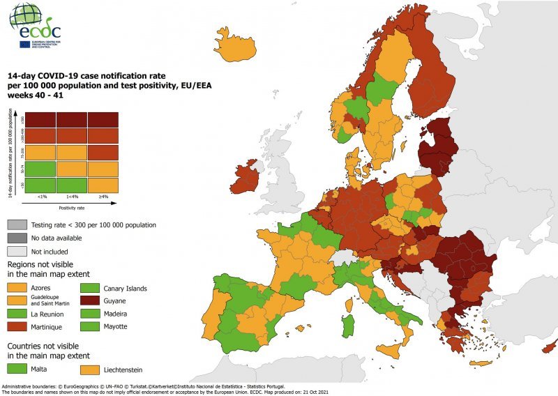 Na novoj ECDC-ovoj karti u tamnocrveno otišla većina kontinentalne Hrvatske