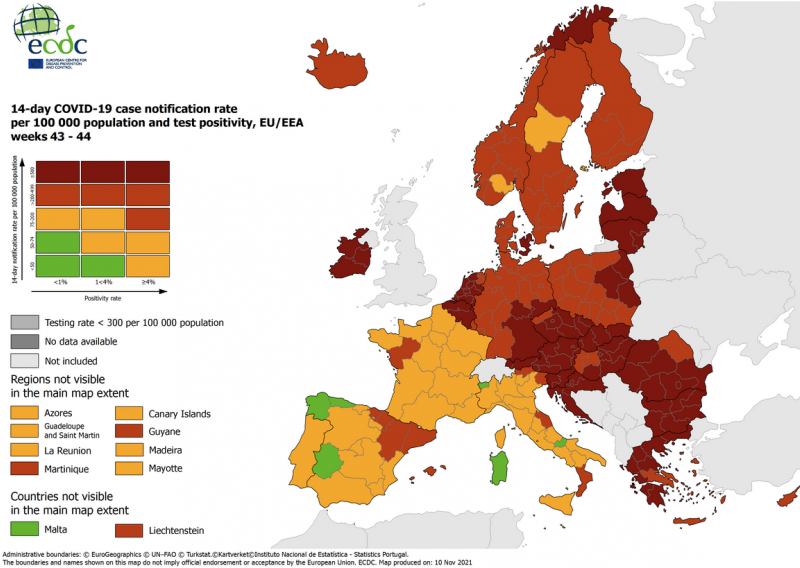 Objavljena nova koronakarta Europe, Hrvatska i dalje u tamnocrvenom