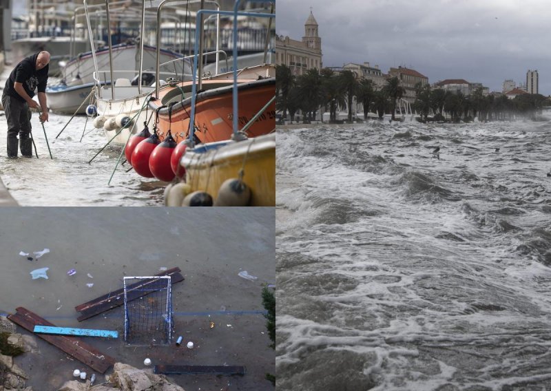 [FOTO/VIDEO] Pogledajte kako olujno jugo divlja Dalmacijom, otoci odsječeni od kopna, u Omišu se izlila Cetina, a u Zadvarju odletio krov sa staračkog doma