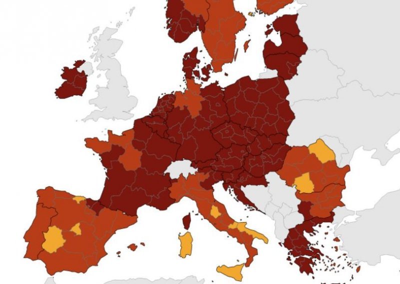 Nova koronakarta ECDC-a: Hrvatska i dalje u tamnocrvenom