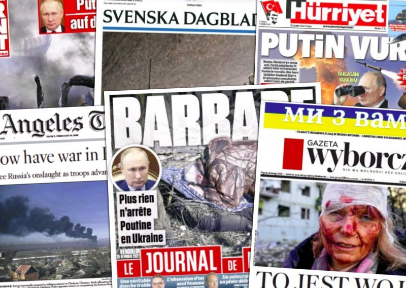 Pogledajte kako izgledaju naslovnice novina diljem svijeta nakon što je Rusija napala Ukrajinu