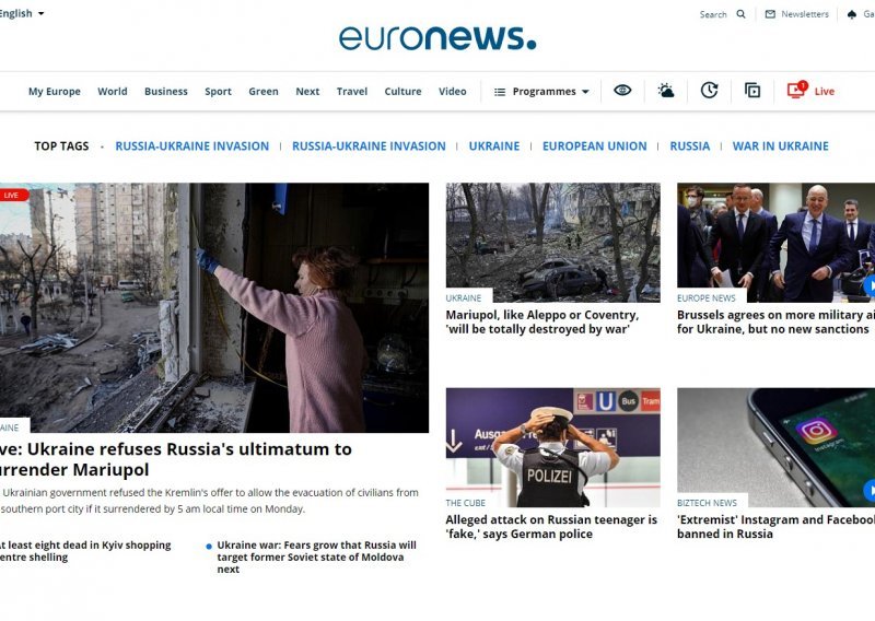 Kontrola informacija: Rusija blokirala i stranicu francuskog kanala Euronews
