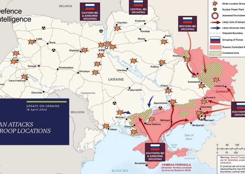 Objavljena nova karta situacije u Ukrajini: Rusi jačaju snage na istoku, Ukrajinci na jugu