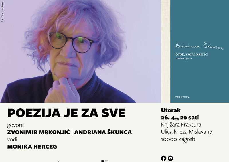 Najavljena je promocija pjesničke zbirke Andriane Škunce 'Otok, zrcalo riječi'