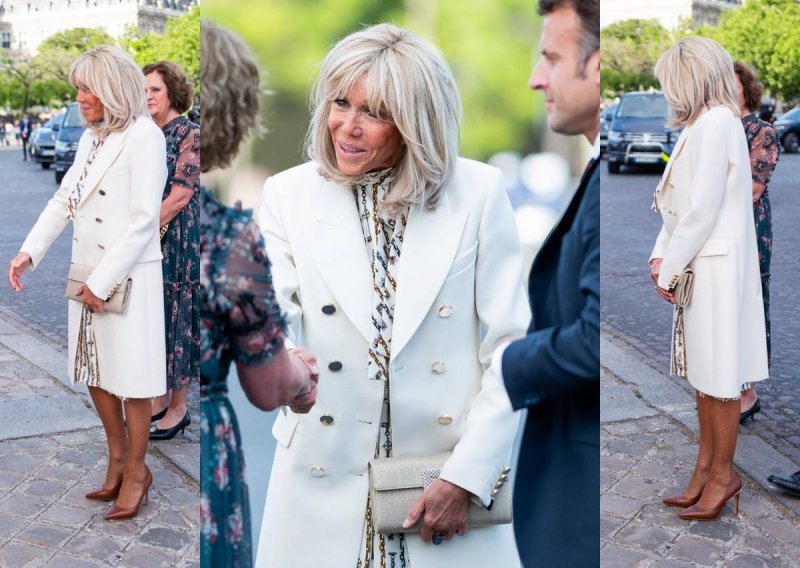 Brigitte Macron u elegantnom stajlingu odala počast kraljici Elizabeti