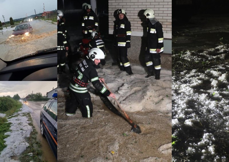 [FOTO/VIDEO] Snažno nevrijeme opet pogodilo Zagorje, u naselju Poznanovec zabilježeno 20 centimetara leda na cesti