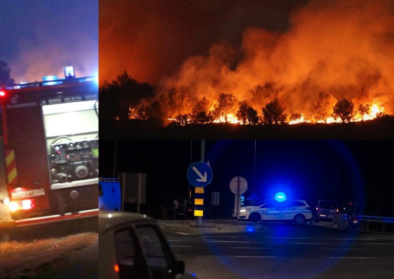 [FOTO/VIDEO] Pred vatrogascima u zaleđu Šibenika je besana noć, požar je i dalje aktivan, a gašenje ometa jak vjetar