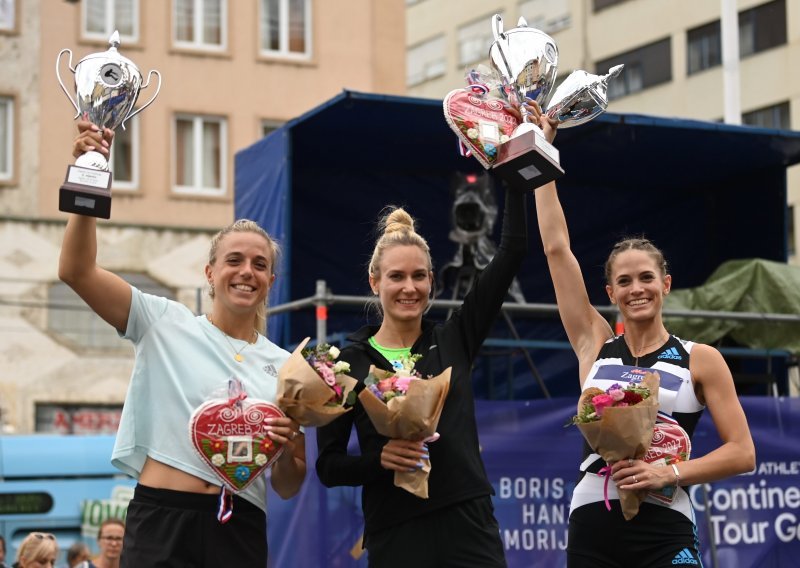 [FOTO] Slovenka Neja Filipič slavila u troskoku na Trgu bana Jelačića, Hrvatica Paola Borović isto na postolju