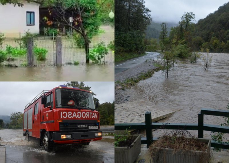 [FOTO/VIDEO] Uz rekordne padaline izlila se Dobra; Kupa poplavila podrume u Ozlju; kaos u Petrinji - prokišnjavaju kontejneri, voda ulazi i kroz pod