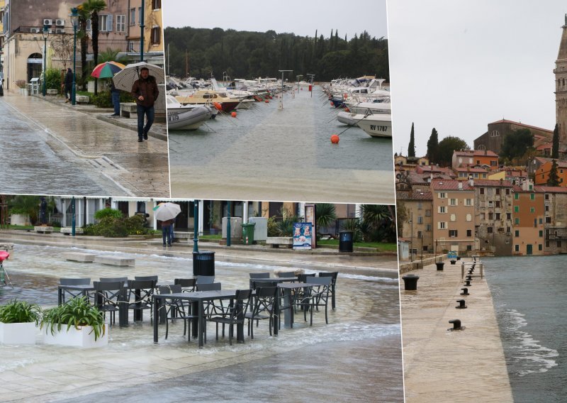 [FOTO/VIDEO] Zbog velike kiše i plime problemi diljem Jadrana: More se izlilo na rive od Rovinja pa sve do Šibenika, olujno jugo udara po Splitu i Dubrovniku