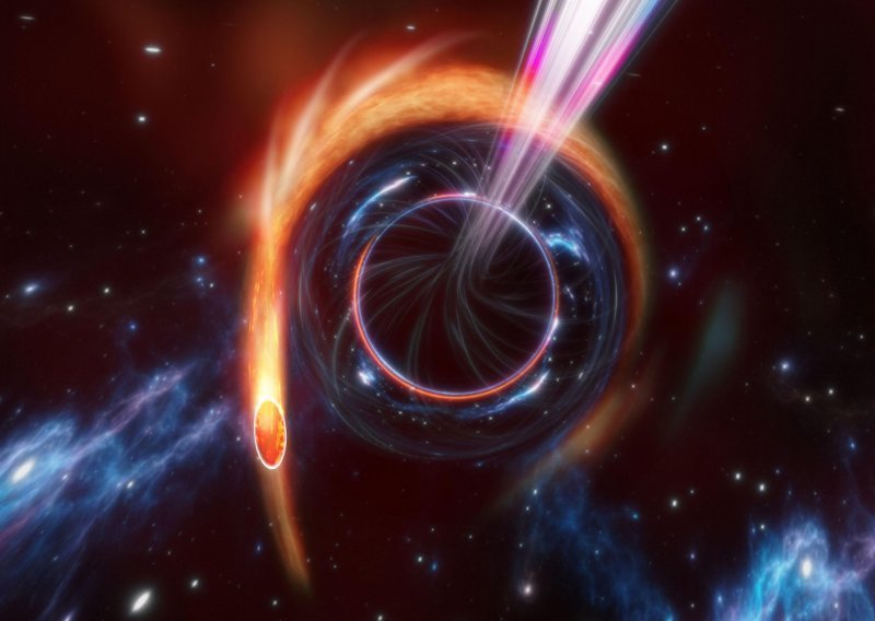 Kozmička kataklizma: Astronomi su snimili crnu rupu u središtu udaljene galaksije koja masivnu zvijezdu doslovno kida u komadiće