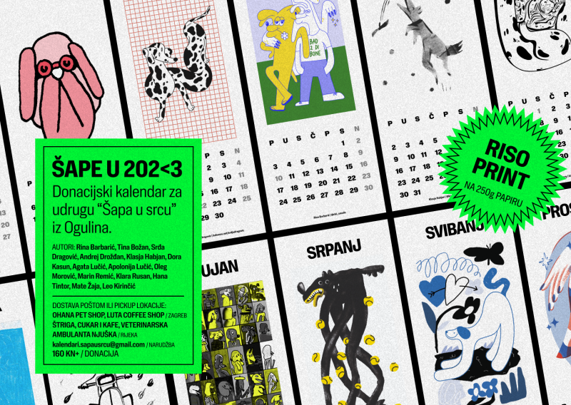 Podržite udrugu 'Šapa u srcu' kupovinom kalendara na kojem su radili sjajni domaći ilustratori