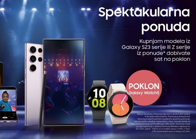 Uz kupovinu Samsung pametnih telefona iz Galaxy S23 ili Z serije na poklon dobivate Galaxy Watch5!