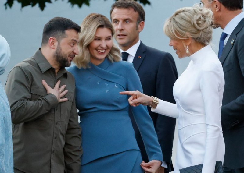 Brigitte Macron istaknula figuru u svjetlucavoj haljini i zablistala s Olenom Zelenskom