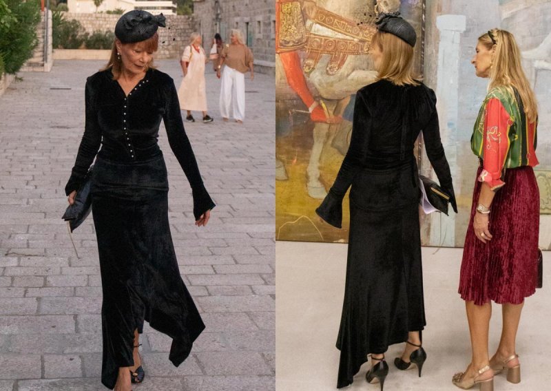 Đurđa Tedeschi u haljini od crnog baršuna na otvorenju izložbe Mersada Berbera