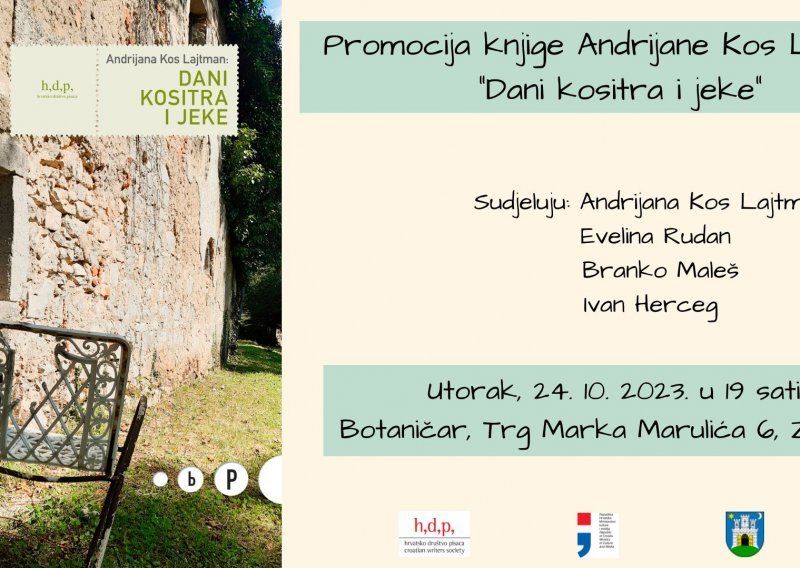 Najavljena promocija knjige 'Dani kositra i jeke' Andrijane Kos Lajtman