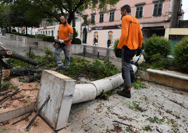 Jugo oborilo stablo, a ono srušilo betonski stup u centru Šibenika