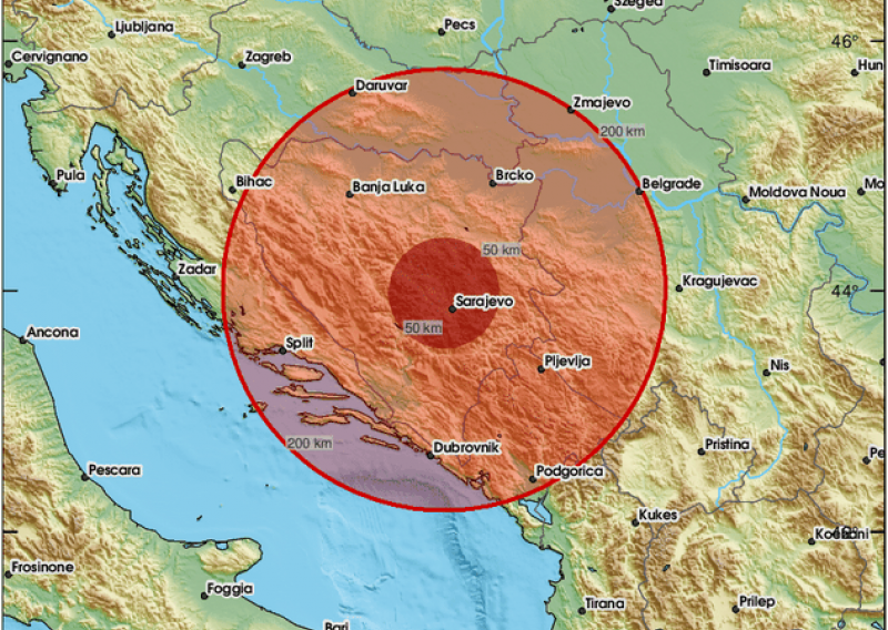 Potres kod Sarajeva jačine 4 stupnja po Richteru