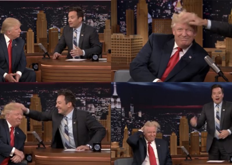 Jimmy Fallon pomrsio kosu Donalda Trumpa