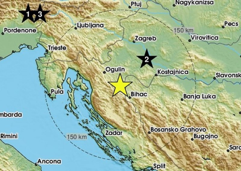 Potres magnitude 4.3 po Richteru zatresao Slunj