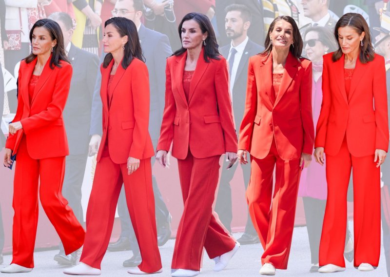 Kraljica Letizia moćno crveno odijelo isfurala s anatomskim tenisicama