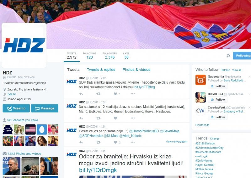 HDZ se raspištoljio na Twitteru, ali neće reći tko im vodi profil