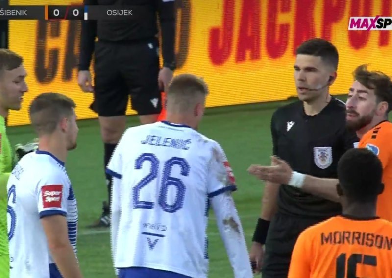 Sudac je dosudio penal za Šibenik, a igrači Osijeka su ga okružili; pogledajte što se dogodilo