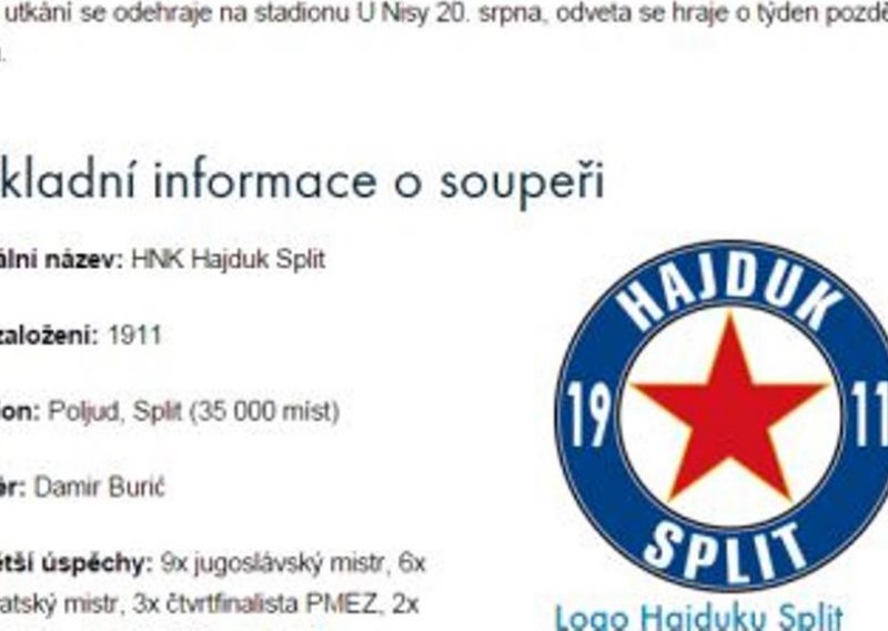 Česi predstavili Hajduk s grbom s crvenom petokrakom!