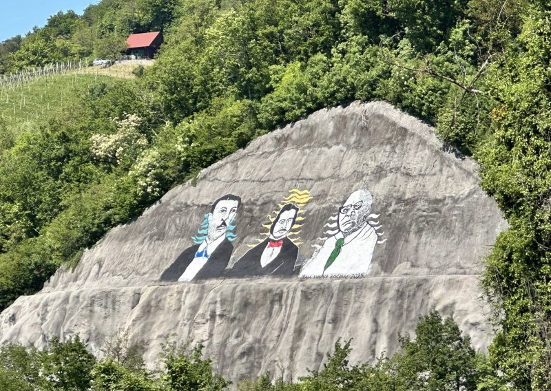 Na golemoj stijeni iznad Klanjca osvanuli portreti hrvatskih velikana, umjetnica satima visila s užeta