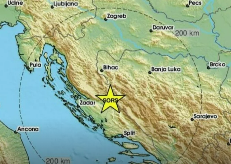 Slabiji potres pogodio Dalmaciju, epicentar kod Knina