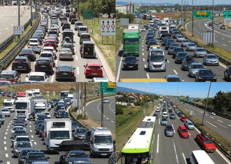 FOTO/VIDEO Kilometarski redovi na Lučkom u oba smjera, kolone i zastoji na većini autocesta