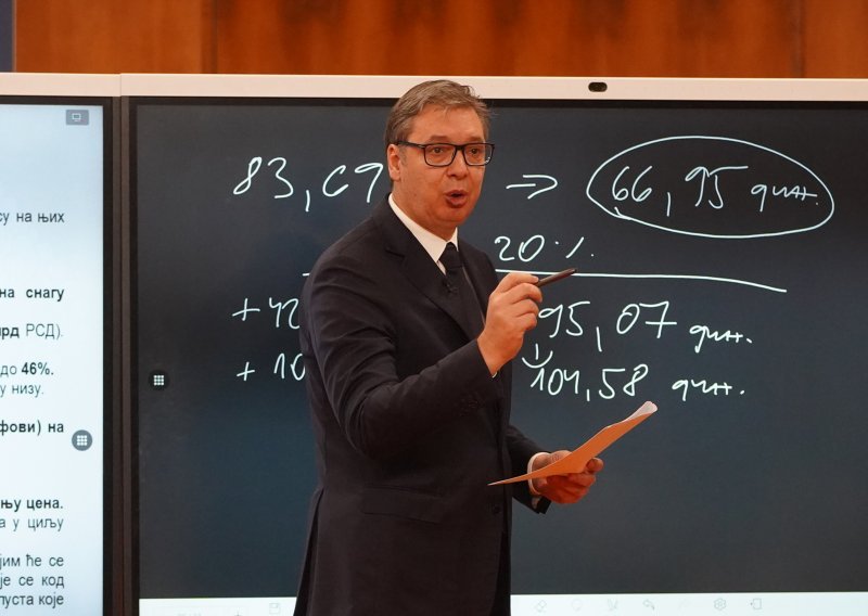Vučić predstavio 'čudesne mjere': Donio košare, pisao po ploči i opominjao novinare