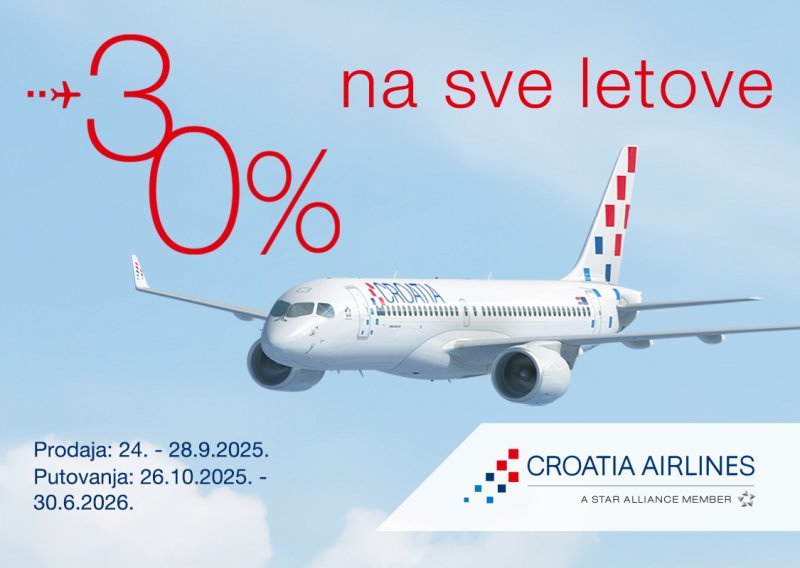 Uhvatite 30 % popusta na sve letove Croatia Airlinesa!