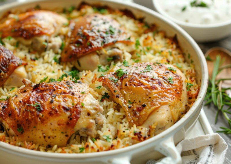 Jedan lonac, a savršen ručak: Pečena piletina s aromatičnom rižom koja se topi u ustima