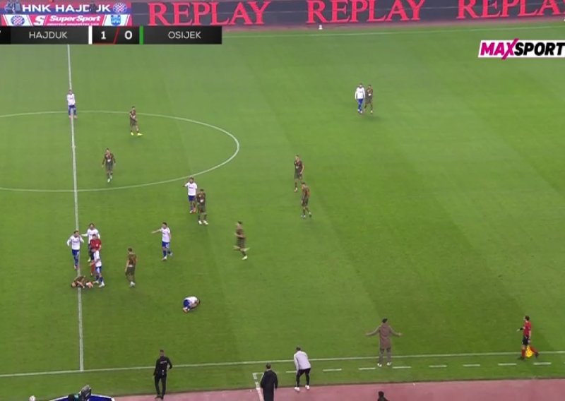 Igrač Osijeka se ozlijedio i dobio crveni karton protiv Hajduka! Pogledajte što se dogodilo