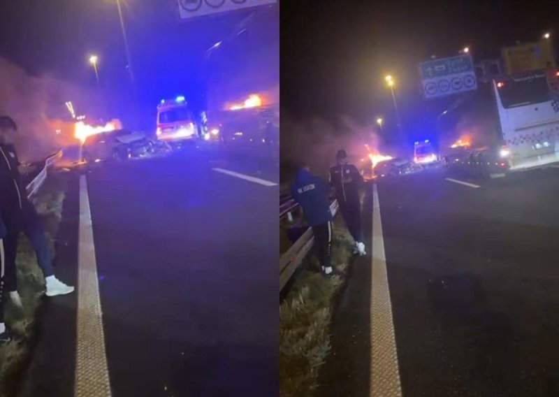 Nogometaši Uskoka na A1 spasili vozača iz zapaljenog automobila