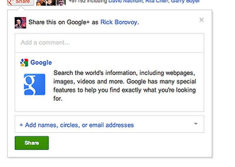 I Google+ ima dugme 'podijeli'