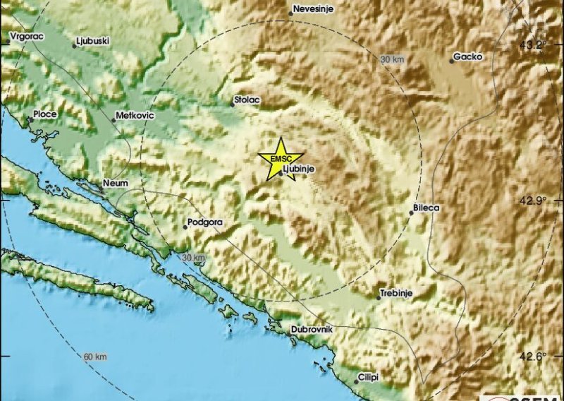 Potres zatresao BiH, osjetio se u Dubrovniku i Metkoviću