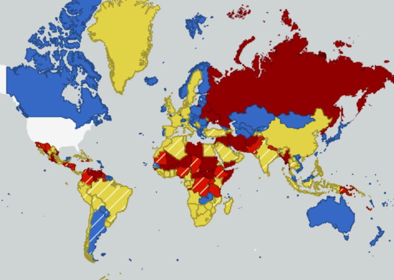 Karta SAD-a s preporukama za putovanja: Posebna napomena za Hrvatsku