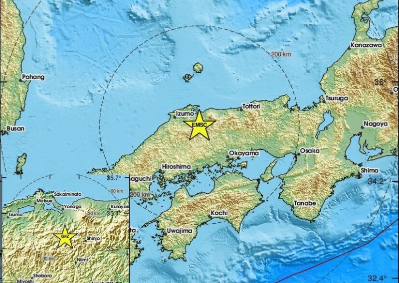 Snažan potres magnitude 6,2 pogodio zapadni Japan, nema opasnosti od tsunamija