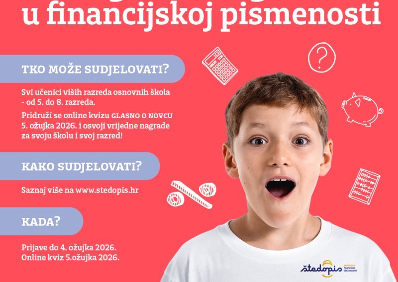 Štedopis poziva osnovnoškolce na natjecanje u financijskoj pismenosti – online kviz 'Glasno o novcu'