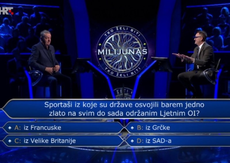 Zapeo na sportskom pitanju od 34.000 eura: Biste li vi znali odgovor koji je srušio učitelja u 'Milijunašu'