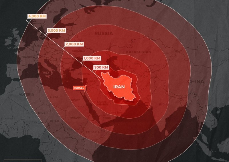 Izraelska vojska objavila kartu: Ovo je domet iranskih raketa