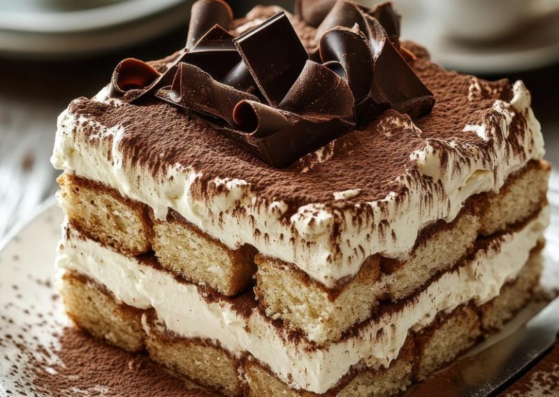 Raskošna tiramisu torta s čokoladom desert je za posebne prilike