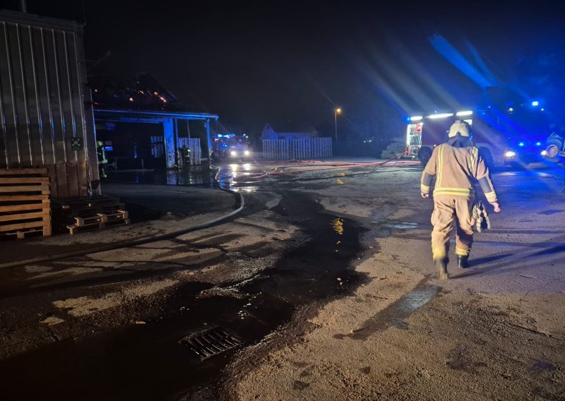 Sinoć planula tvornica paleta kraj Kutine: Vatrogasci uspjeli spriječiti širenje požara