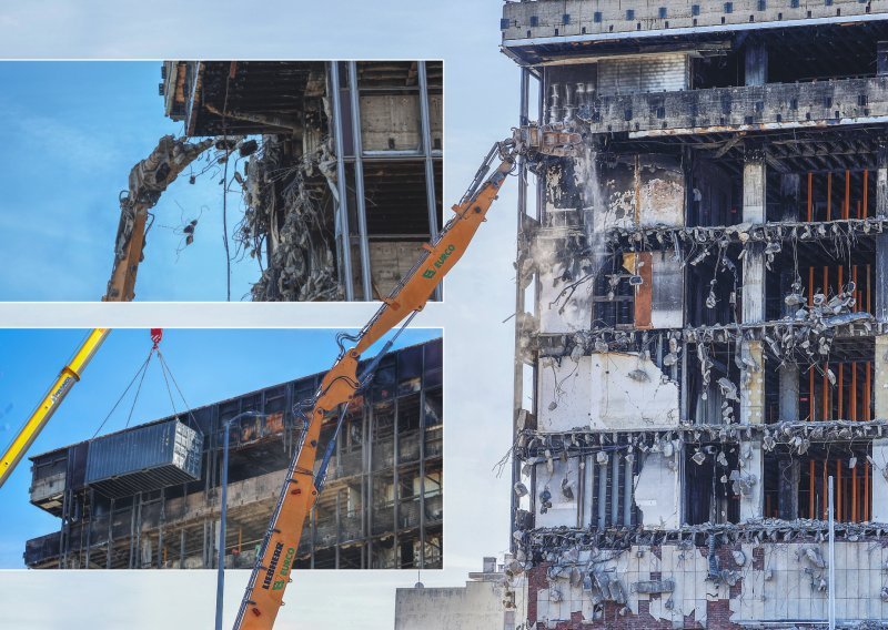 FOTO Počelo je rušenje: Bageri već 'grizu' Vjesnikov neboder