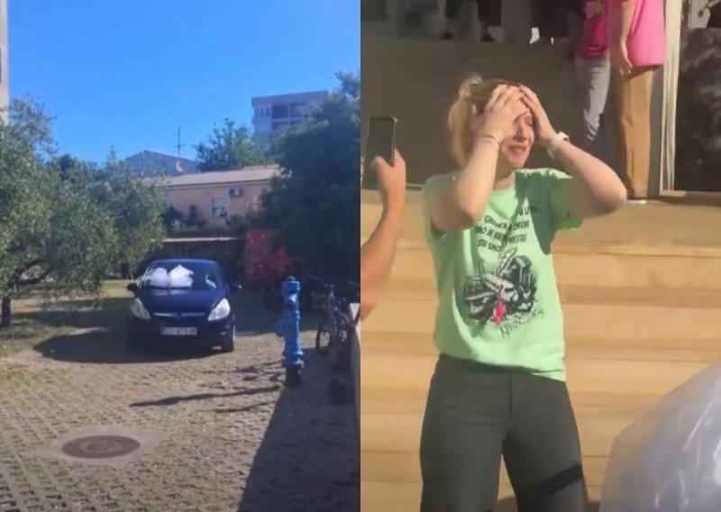 VIDEO Maturanti u Zadru rasplakali razrednicu: Za kraj škole poklonili joj automobil