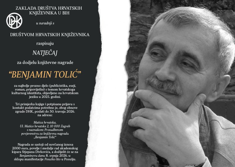 Ovo je pet finalista književne nagrade 'Benjamin Tolić'